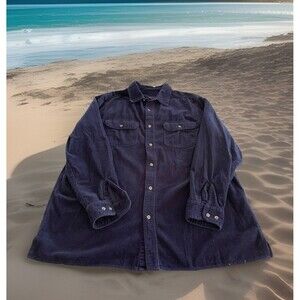 Boulder Creek Corduroy Shacket Shirt Blue Collar Dbl Pockets Cotton Men 2XL Tall